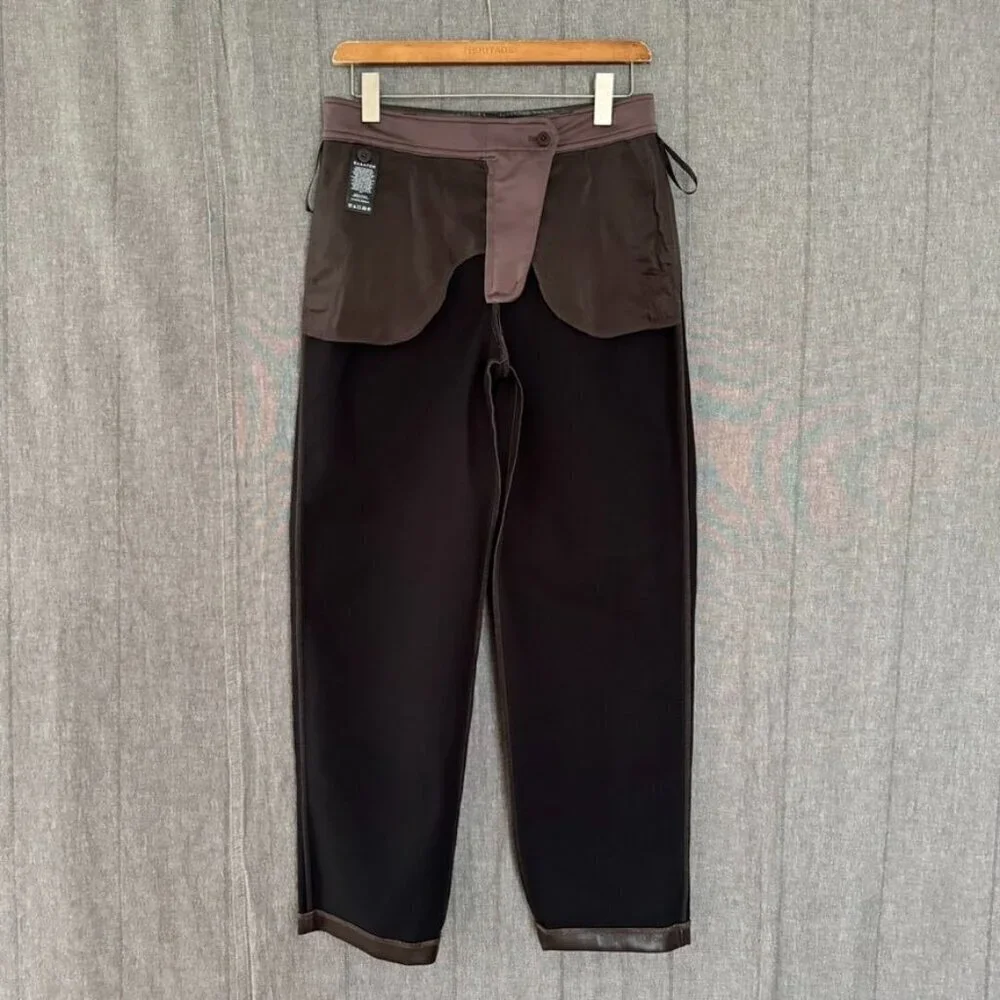 Aritzia Babaton Coffee Bean Faux Leather Straight Leg Command Pant Trouser